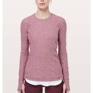 Lululemon Heathered Misty Merlot Runderful Long Sleeve Shirt Size 6